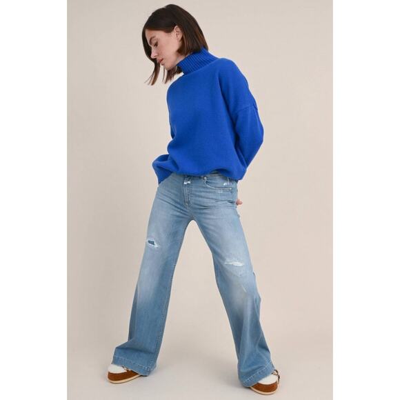 CLOSED Denim Glow Up Flared Jeans Wide Leg Hellblau Distressed Womens 25 - Picture 1 of 11